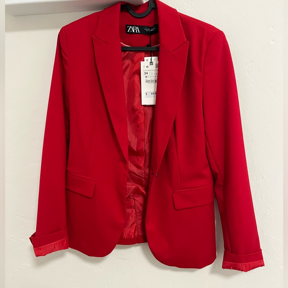 Zara Basic Red Blazer - image 2